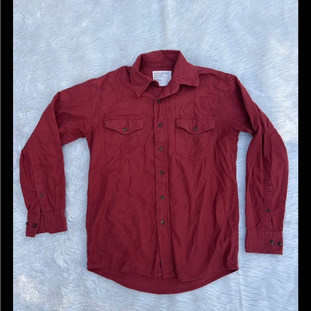 Wrangler Jeans Denim Long Sleeve Shirt Size Small Red